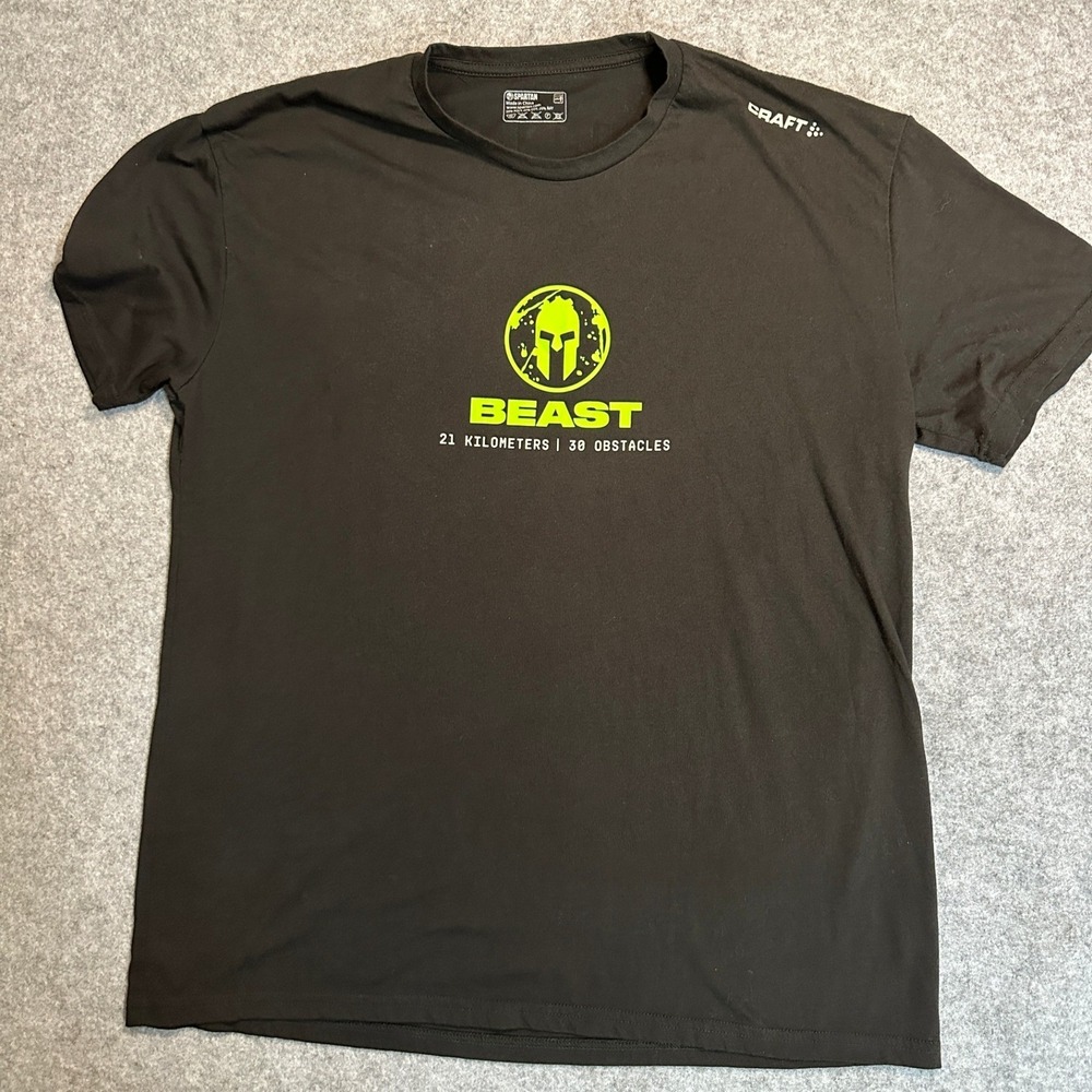 Craft Spartan Beast Finisher T-Shirt 2XL Black Performance Tri-Blend Tee